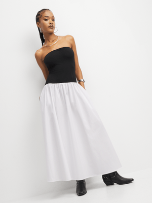The FIX Women's Black & White Bandeau Maxi Dress