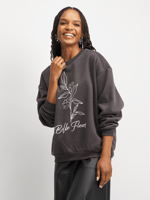 Exact Women's Charcoal Graphic Print Sweat Top