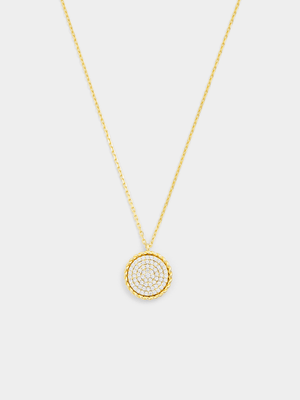Yellow Gold Vermeil Cubic Zirconia Pavé Sun Beaded Pendant
