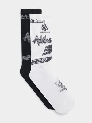 adidas Originls Unisex 2 Pack Sponsor Crew White/Black Socks