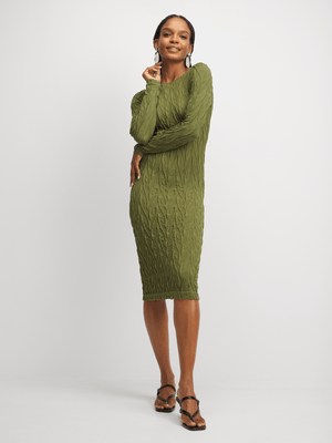 Jet Women's Olive Embossed Seamless Dress