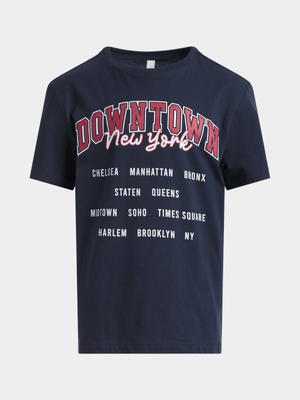 Exact Older Boy's Navy Graphic Print T-Shirt