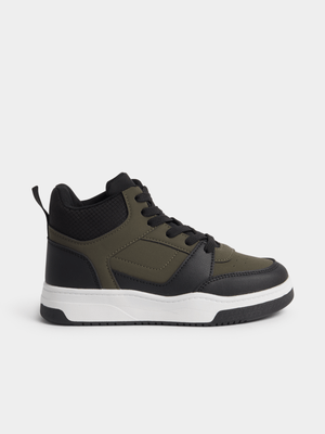 Jet Older Boys Khaki/Black Hi-Top Sneaker