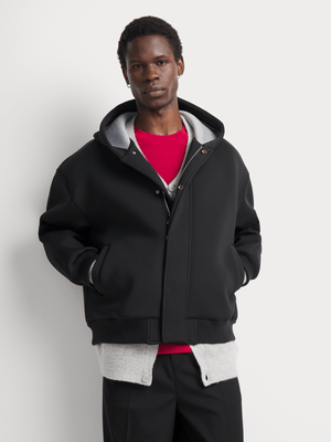 Markham Men's Oversized Zip-Through Black Jacket
