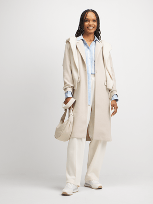 Jet Women's Oatmeal Melange Melton Coat