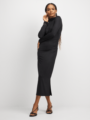Exact Women's Black Ruched Bodycon Dress