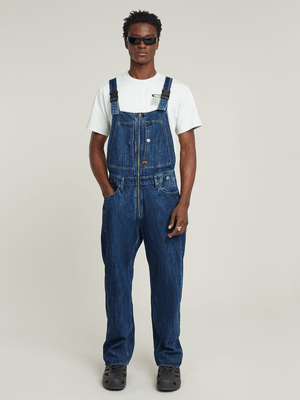 G-Star Men's Denim Dungaree 3D Dark Blue Loose