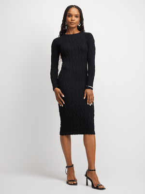 Jet Women's Black Embossed Seamless Dress