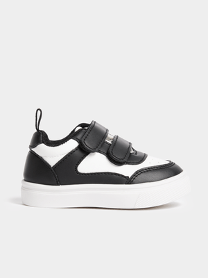 Jet Toddler Boys White/Black Double Velcro Sneakers