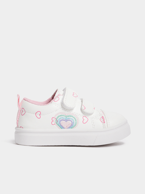 Jet Toddler Girls White Heart Court Sneakers