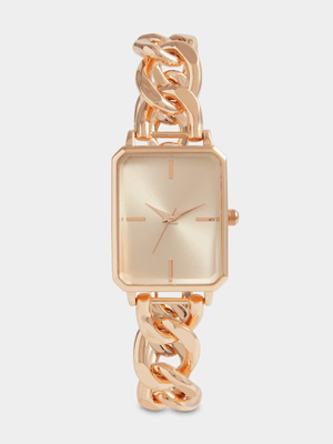 Exact Women's Rose Gold Metal Chain Link Watch