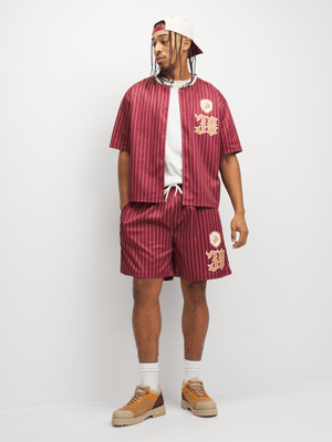 The FIX Men's Burgundy Co-Ord Baseball Shorts
