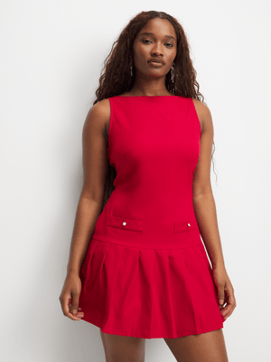The FIX Women's Red Pleated Mini Dress