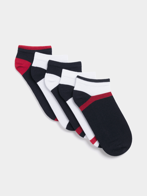 Exact Men's Navy & Red 5-Pack Socks