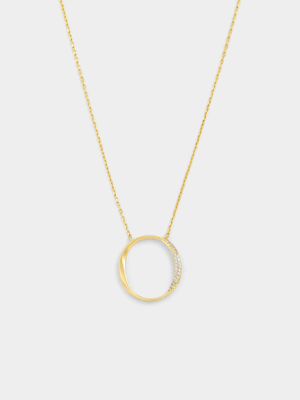 Yellow Gold Vermeil Cubic Zirconia Twisted Circle Necklet