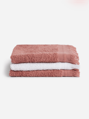 Jet Home Terracota Pink Fringe Guest Towel Set