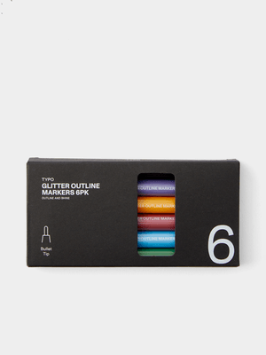 TYPO Multi 6pk Glitter Outline Markers