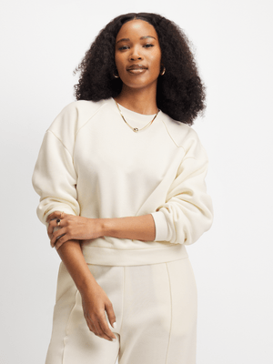 Exact Women's Cream Crop Sweat Top