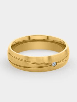 Stainless Steel Cubic Zirconia Men's Solitaire Ring