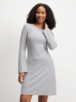 Exact Women's Grey Ribbed Short Dress