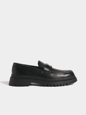 Markham Men's Plait Buckle Black Loafer