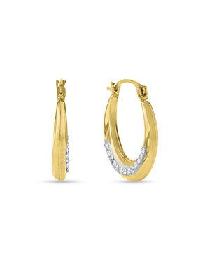 Sterling Silver & Yellow Gold Crystal Creole Earrings