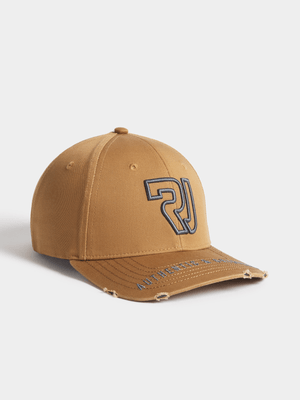 Relay Jeans Men's Distressed Tan Baseball Cap