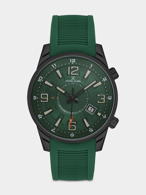 Daniel Klein Black Plated Green Dial Green Silicone Watch