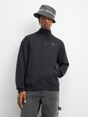 Reebok Men's Icon Elements Black Quater Zip Sweat Top
