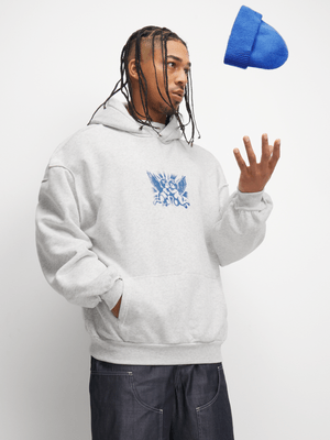 The FIX Men's Ice Grey Graphic Print Hoodie