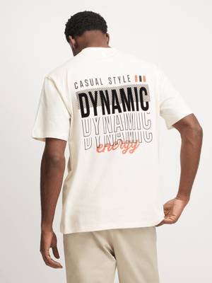Exact Men's Natural Back Print T-Shirt