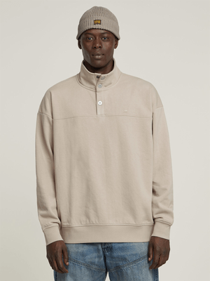 G-Star Men's Snap Button Loose Beige Sweater