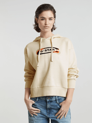 G-Star Women's Old Skool Logo Loose Ecru Hoodie