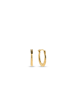 Yellow Gold Small Rippled Design Creole Earrings