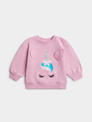 Jet Toddler Girls Muave Mist 3D Unicorn Ears Active Top
