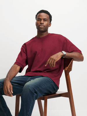 Exact Men's Burgundy Oversized T-Shirt