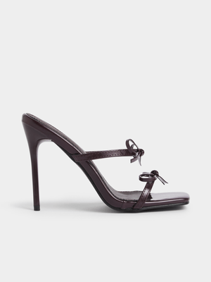 The FIX Women's Burgundy Double Strap With Bow Heels