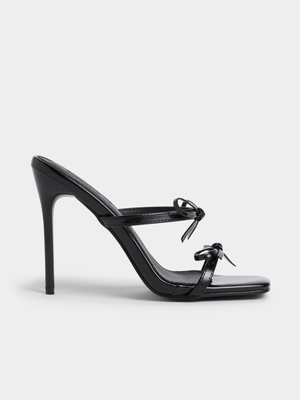 The FIX Women's Black Double Strap With Bow Heels