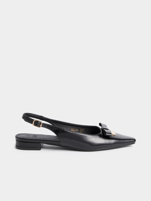 Jet Women's Black Bow Slingback Shoes