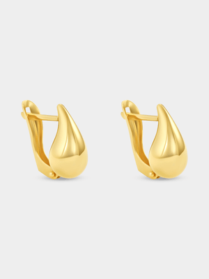 Yellow Gold Bold Teardrop Huggie Earrings