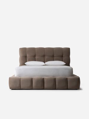 DelucaTufted Bed Dublin Stone Q Std/Length