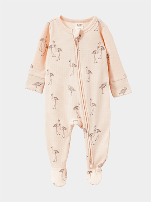 Cotton On Baby Pink Organic Pointelle Zip Romper