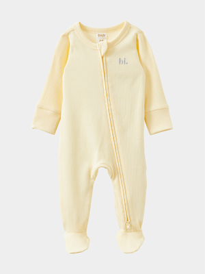 Cotton On Baby Yellow Organic Pointelle Zip Romper