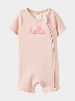 Cotton On Baby Pink The Short Sleeve Zip Romper