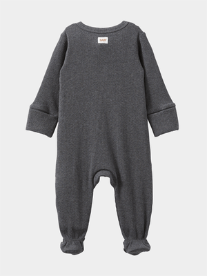 Cotton On Baby Grey Organic Pointelle Zip Romper