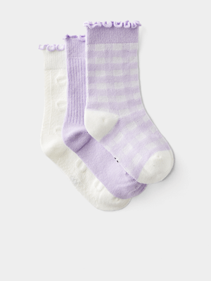 Cotton On Kids Purple 3Pk Crew Socks