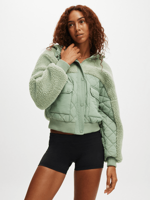 Women's Cotton On Green Active Match Pocket Hooded Jacket