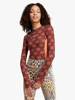 adidas x Farm Womens Rio Orange Long Sleeve Leotard