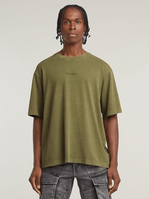 G-Star Men's Overdyed Center Chest Boxy Green T-Shirt