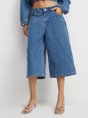 The FIX Women's Medium Wash Bermuda Denim Shorts